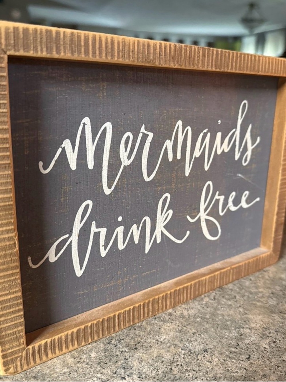 Primitives by Kathy Brown Wood Framed "Mermaids Drink Free" Sign